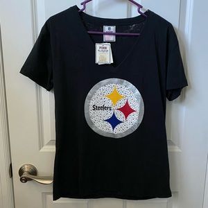 PINK VS Black Pittsburgh Steelers Burnout Tee NWT